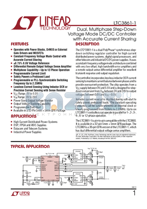 LTC3880 datasheet - Dual, Multiphase Step-Down Voltage Mode DC/DC Controller with Accurate Current Sharing