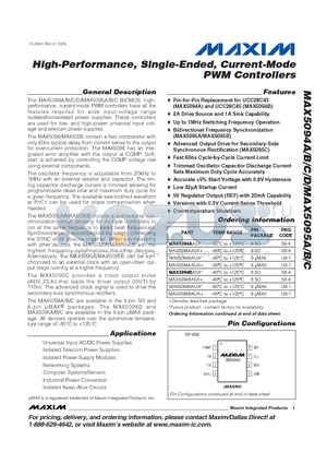 MAX5094B datasheet - High-Performance, Single-Ended, Current-Mode PWM Controllers
