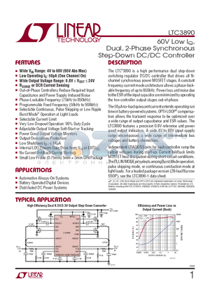 LTC3890IUH datasheet - 60V Low IQ, Dual, 2-Phase Synchronous Step-Down DC/DC Controller