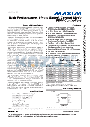 MAX5095A datasheet - High-Performance, Single-Ended, Current-Mode PWM Controllers