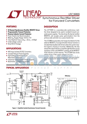 LTC3900 datasheet - Synchronous Rectifier Driver for Forward Converters