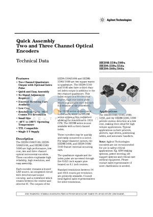 HEDM-5500-B02 datasheet - Quick Assembly Two and Three Channel Optical Encoders