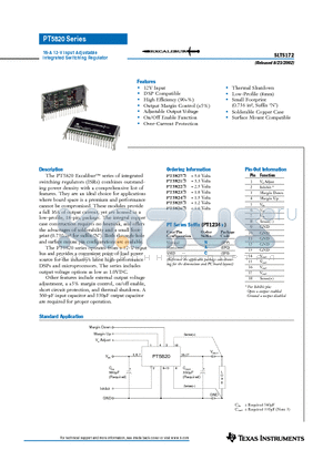 PT5820 datasheet - 16-A 12-V Input Adjustable Integrated Switching Regulator
