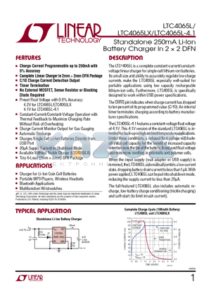 LTC4059A datasheet - Standalone 250mA Li-Ion Battery Charger in 2  2 DFN