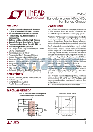 LTC4060EFE datasheet - Standalone Linear NiMH/NiCd Fast Battery Charger