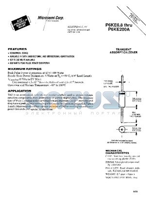 P6KE16 datasheet - TRANSIENT ABSORPTION ZENER