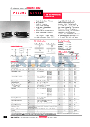 PT6305 datasheet - 3 AMP HIGH-PERFORMANCE ADJUSTABLE ISR