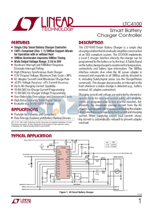 LTC4100EGTRPBF datasheet - Smart Battery Charger Controller