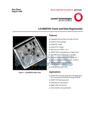 LG1600FXH datasheet - LG1600FXH Clock and Data Regenerator