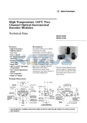 HEDS-5120-I13 datasheet - High Temperature 125 Degree Celcious Two Channel Optical Incremental Encoder Modules