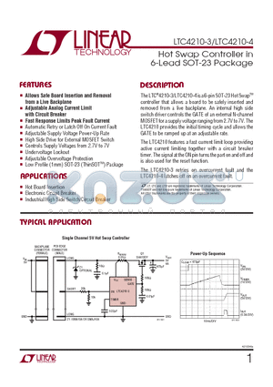 LTC4210-3 datasheet - Hot Swap Controller in 6-Lead SOT-23 Package