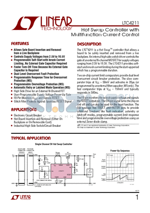 LTC4211CMS8 datasheet - Hot Swap Controller with Multifunction Current Control