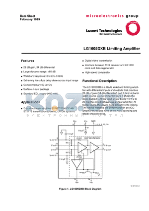 LG1605DXB datasheet - LG1605DXB Limiting Amplifier