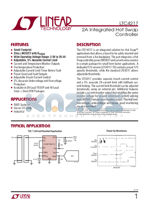 LTC4217CDHC-TR datasheet - 2A Integrated Hot Swap Controller