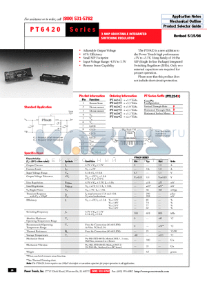 PT6425 datasheet - 3 AMP ADJUSTABLE INTEGRATED SWITCHING REGULATOR