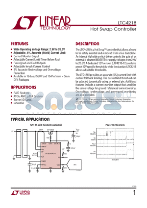 LTC4218 datasheet - Hot Swap Controller