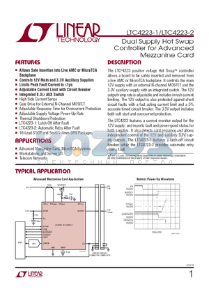 LTC4223CGN-1PBF datasheet - Dual Supply Hot Swap Controller for Advanced Mezzanine Card