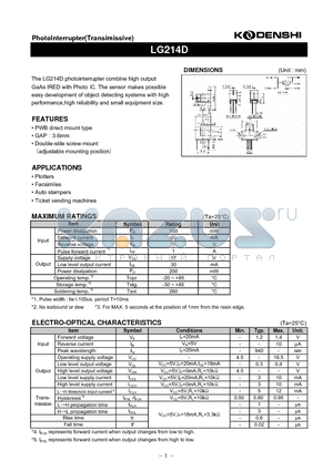 LG214D datasheet - PhotoInterrupter(Transimissive)
