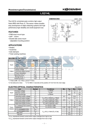LG214L datasheet - PhotoInterrupter(Transimissive)
