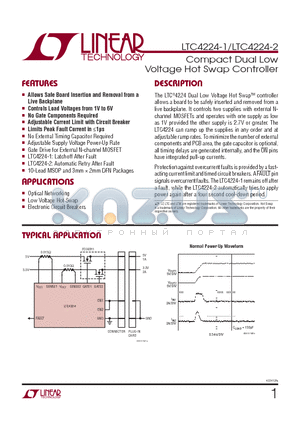 LTC4224CDDB-1-TRPBF datasheet - Compact Dual Low Voltage Hot Swap Controller