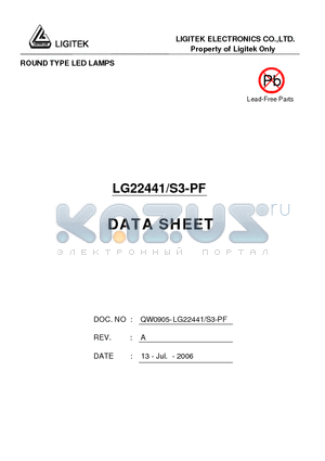 LG22441-S3-PF datasheet - ROUND TYPE LED LAMPS