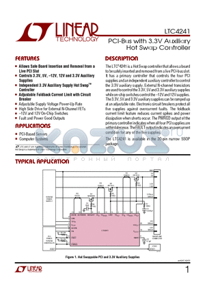 LTC4241CGN datasheet - PCI-Bus with 3.3V Auxiliary Hot Swap Controller