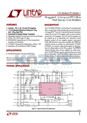 LTC4244 datasheet - Rugged, CompactPCI Bus Hot Swap Controllers