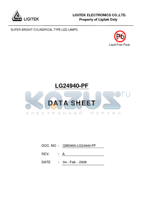 LG24940-PF datasheet - SUPER BRIGHT CYLINDRICAL TYPE LED LAMPS