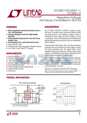 LTC4251IS6 datasheet - Negative Voltage Hot Swap Controllers in SOT-23