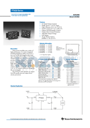 PT6525R datasheet - 8-A 5-V/3.3-V Input Adjustable ISR with Short-Circuit protection