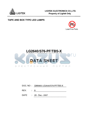 LG2640-S76-PF-TBS-X datasheet - TAPE AND BOX TYPE LED LAMPS