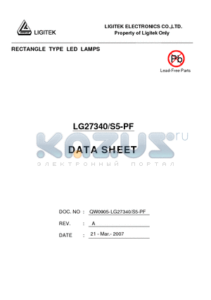 LG27340-S5-PF datasheet - RECTANGLE TYPE LED LAMPS