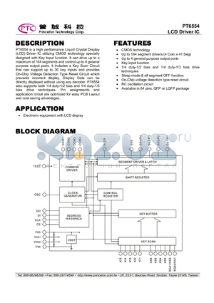 PT6554LQ datasheet - LCD Driver IC