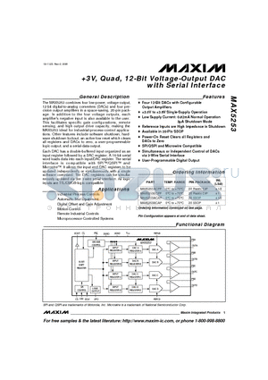 MAX5253 datasheet - 3V, Quad, 12-Bit Voltage-Output DAC with Serial Interface