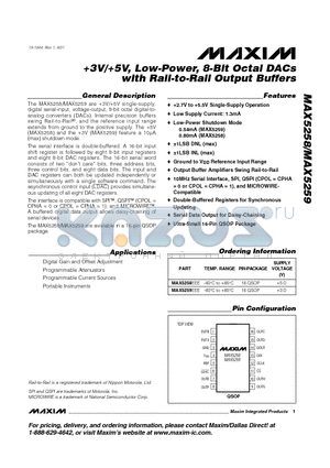 MAX5258EEE datasheet - 3V/5V, Low-Power, 8-Bit Octal DACs with Rail-to-Rail Output Buffers