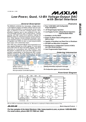 MAX525BC/D datasheet - Low-Power, Quad, 12-Bit Voltage-Output DAC with Serial Interface