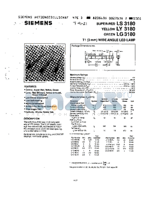 LG3180-G datasheet - T1 (3mm) WIDE ANGLE LED LAMP