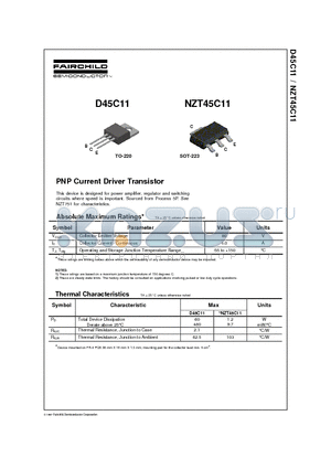 NZT45C11 datasheet - PNP Current Driver Transistor