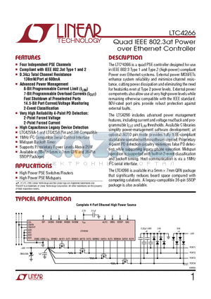 LTC4263-1 datasheet - Quad IEEE 802.3at Power over Ethernet Controller