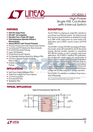 LTC4263IDE-1-PBF datasheet - High Power Single PSE Controller with Internal Switch