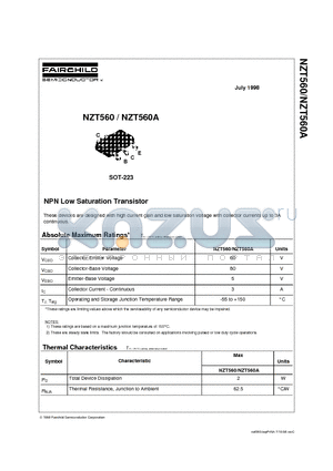 NZT560A datasheet - NPN Low Saturation Transistor