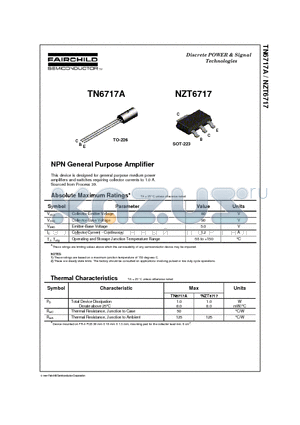 NZT6717 datasheet - NPN General Purpose Amplifier