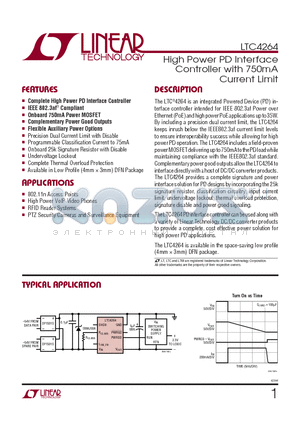 LTC4264 datasheet - High Power PD Interface Controller with 750mA Current Limit