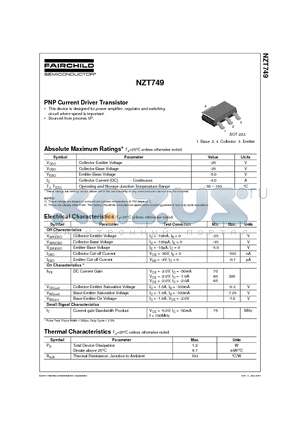 NZT749 datasheet - PNP Current Driver Transistor
