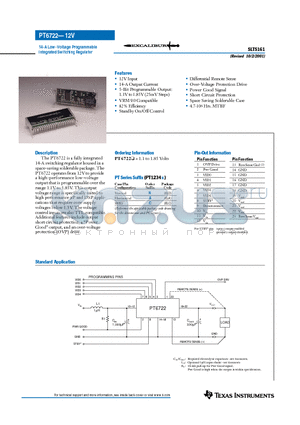 PT6722 datasheet - 14-A Low-Voltage Programmable Integrated Switching Regulator