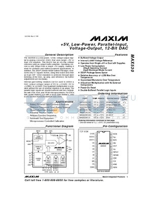 MAX530BENG datasheet - 5V, Low-Power, Parallel-Input, Voltage-Output, 12-Bit DAC