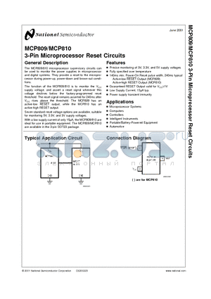 MCP809M3-4.00 datasheet - 3-Pin Microprocessor Reset Circuits