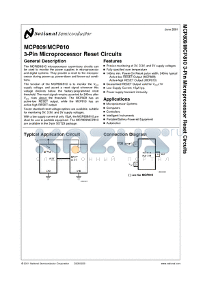 MCP809M3-4.38 datasheet - 3-Pin Microprocessor Reset Circuits