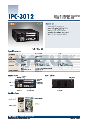 IPC-3012 datasheet - Compact Embedded Chassis for PICMG 1.3 Half Size SHB