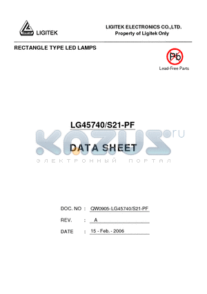 LG45740-S21-PF datasheet - RECTANGLE TYPE LED LAMPS